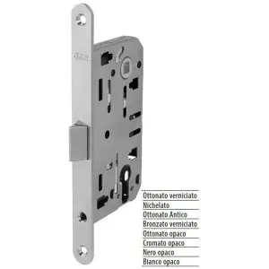 Serratura AGB modello MEDIANA EVOLUTION con foro cilindro entrata 60mm frontale 18x196mm bordo tondo per porta in acciaio finitura cromato opaco Direttamente Dal Produttore