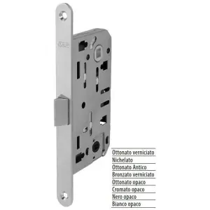 Serratura AGB modello MEDIANA EVOLUTION con quadro bagno entrata 50mm frontale 18x196mm bordo tondo per porta in acciaio finitura cromato opaco Prezzo Di Fabbrica