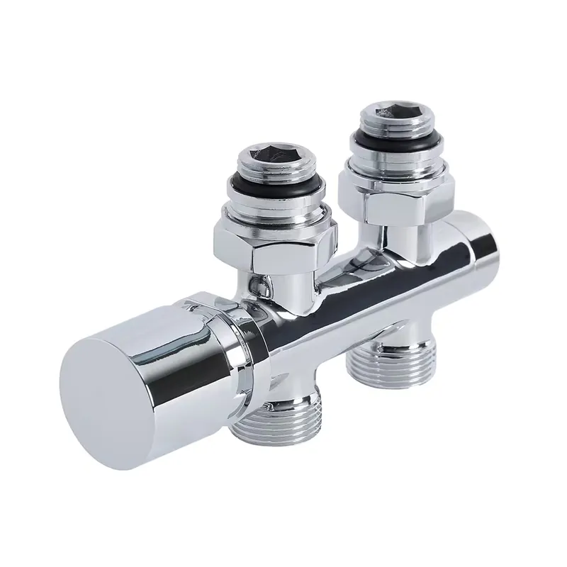 Super Prezzo Valvole Diritte per Radiatori e Scaldasalviette con Attacco Centrale Complete di Testa Cromata e Adattatori per Raccordi da 16mm per Tubi in Rame - Multiblock H