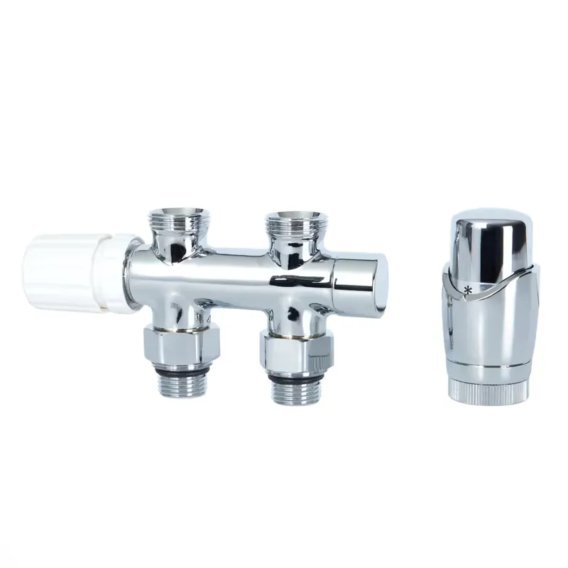 Nuovo Arrivo Valvole Diritte per Radiatori e Scaldasalviette con Testa Termostatica Cromata e Adattatori per Raccordi 15mm per Tubi in Rame - Multiblock H