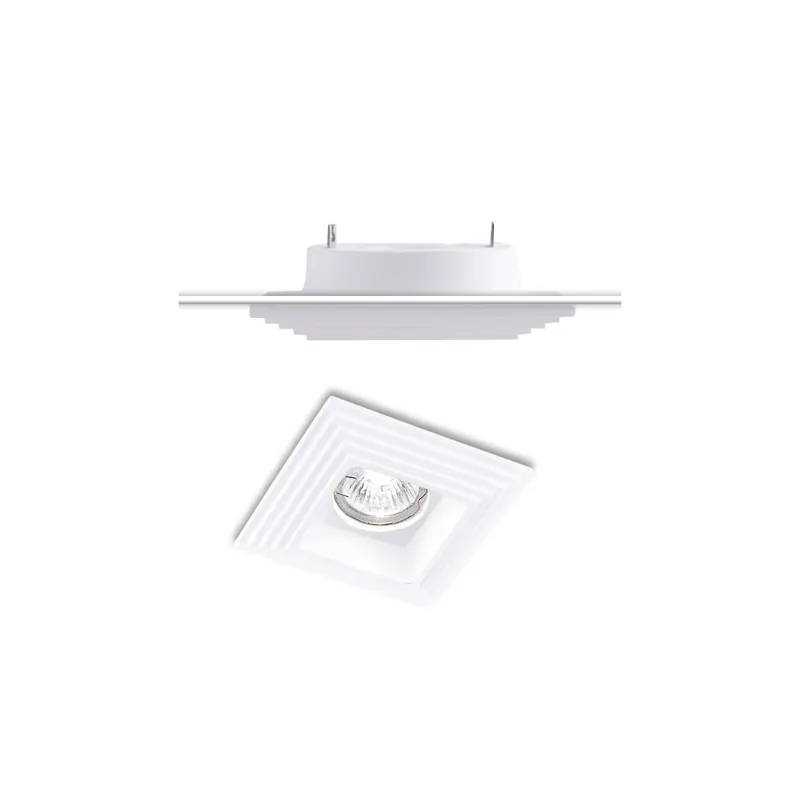 Ultime Pezzi Faretto a Incasso Verniciabile Gesso Decorato Quadrato Cartongesso GU10
