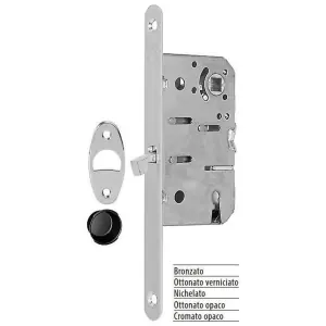 Novità Serratura AGB modello SCIVOLA T entrata 50mm frontale Mediana 18x196mm bordo tondo, con quadro maniglia e chiave per porta in acciaio finitura cromato opaco