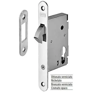 Nuova Collezione Serratura AGB modello 701 entrata 30mm frontale 22x168mm bordo tondo, con foro cilindro per porta in acciaio finitura bronzato verniciato