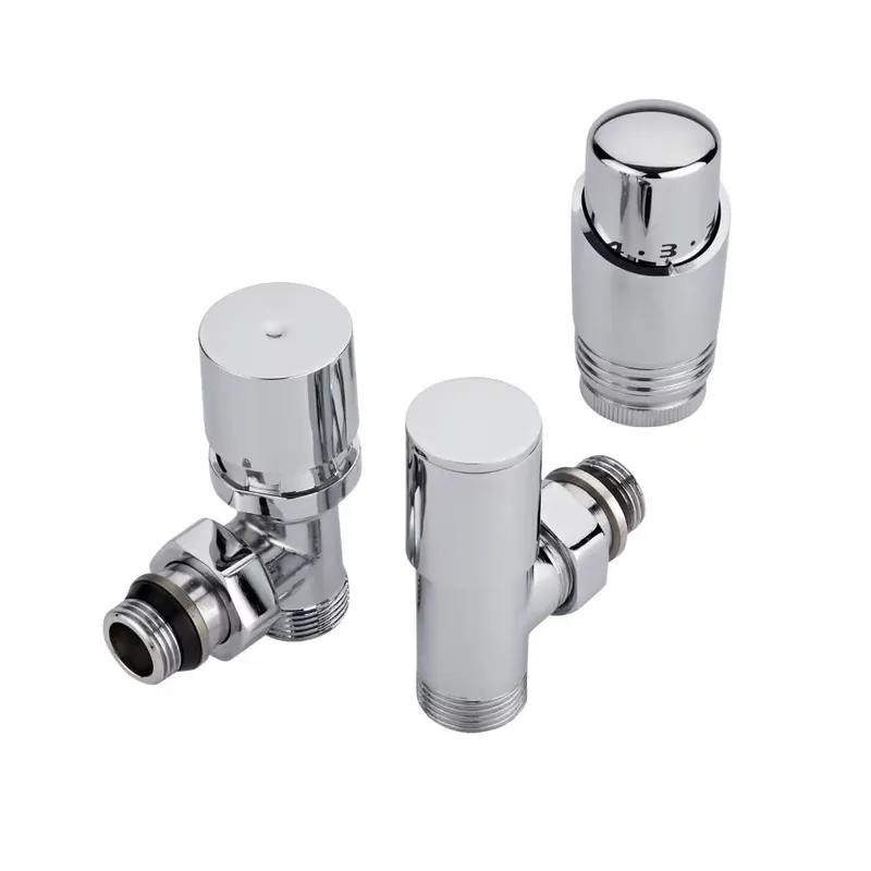 Coppia di Valvole a Squadra Termostatiche Cromate per Radiatori e Scaldasalviette con Selezione di Adattatori Pex e Multistrato 12mm Compra Online