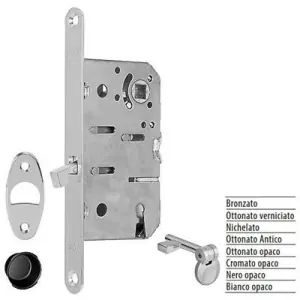 Miglior Prezzo Serratura AGB modello SCIVOLA T entrata 50mm frontale 16x168mm bordo tondo, con quadro maniglia e chiave per porta in acciaio finitura ottonato opaco