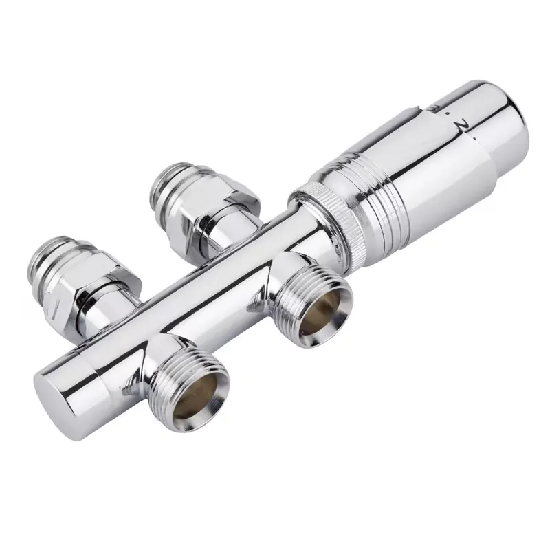 Valvole Diritte per Radiatori e Scaldasalviette per Attacco Centrale con Testa Termostatica Cromata e Selezione di Adattatori – Multiblock H Di Tendenza