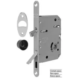 Super Prezzo Serratura AGB modello SCIVOLA TRE CLASS entrata 50mm frontale 16x160mm bordo tondo, con quadro maniglia per porta in acciaio finitura nero opaco