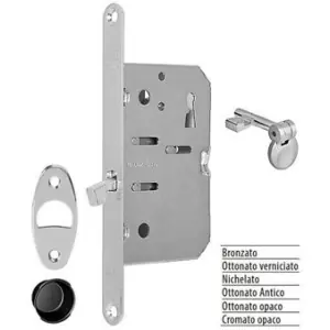 Promo Stagionale Serratura AGB modello SCIVOLA T entrata 50mm frontale 16x168mm bordo tondo, con chiave per porta in acciaio finitura bronzato