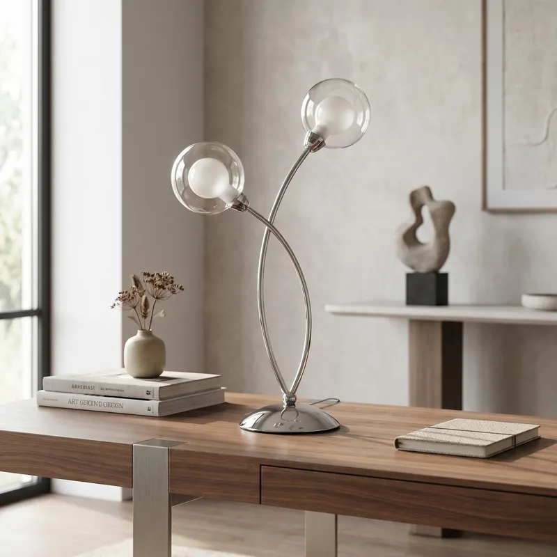 Lampada da Tavolo Design moderno Adatta per soggiorno e salotto Cromo 2XG9 Saldi