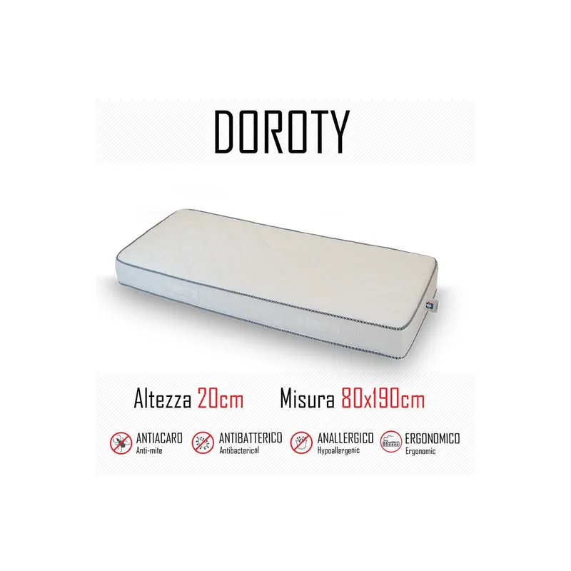 Offerta Lampo Materasso Doroty 80x190 in poliuretano alto 20cm