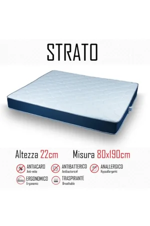 Materasso Strato 80x190 in poliuretano alto 22cm Non Perdere