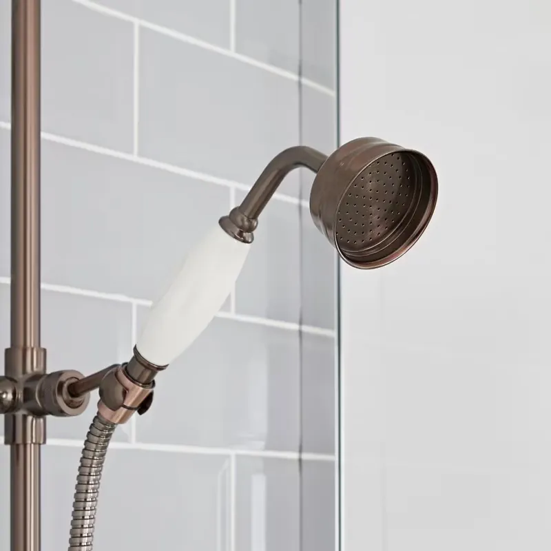 Hudson Reed Elizabeth - Doccetta Retro in Ottone con Impugnatura in Ceramica - Bronzo Spazzolato A Buon Prezzo
