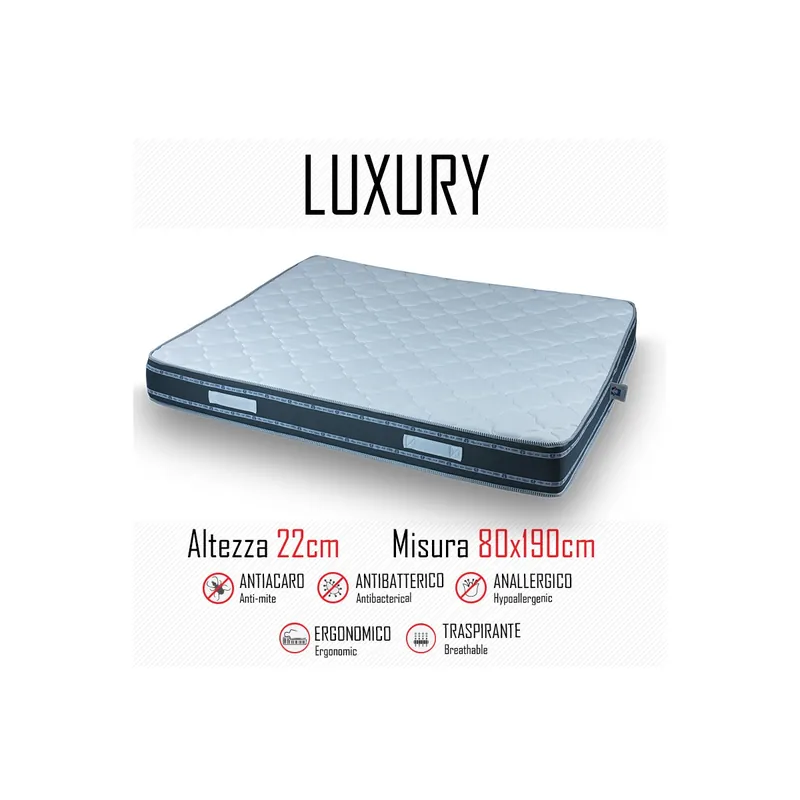 Materasso Luxury 80x190 in poliuretano alto 22cm Bestseller