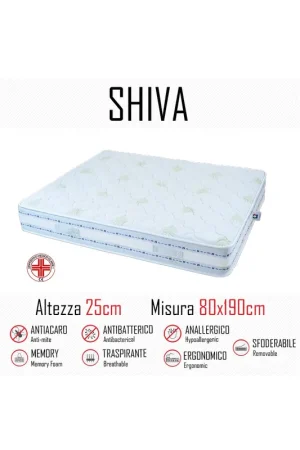 Acquista Ora Materasso Shiva9 Zone 80x190 in gomma e memory alto 25cm