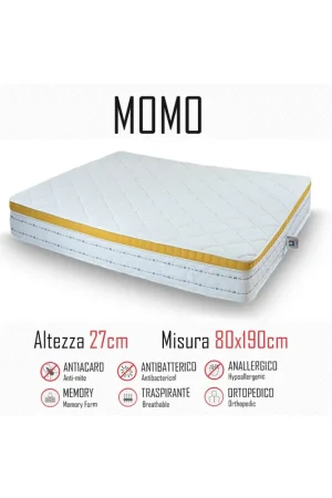 Offerta Speciale Materasso Momo 80x190 gomma e memory alto 27cm