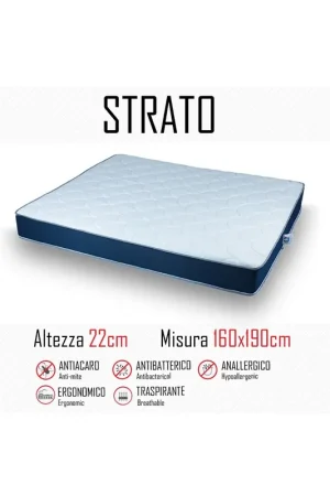 Materasso Strato 160x190 in poliuretano alto 22cm Nuovo Arrivo