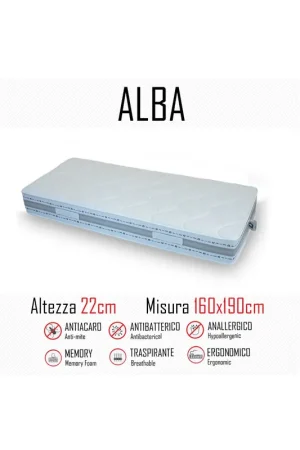 Promozione Materasso Alba 160x190 in gomma e memory alto 22cm