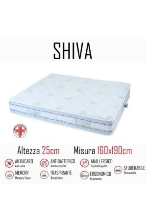 Acquista Ora Materasso Shiva9 Zone 160x190 in gomma e memory alto 25cm