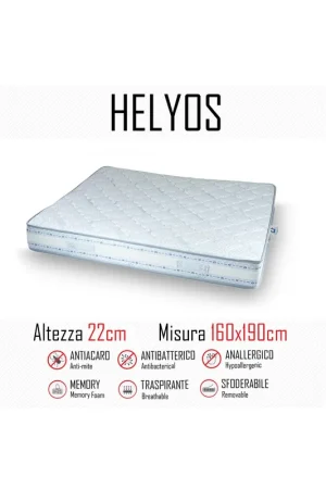Materasso Helyos 160x190 in gomma e memory alto 22cm Solo Oggi