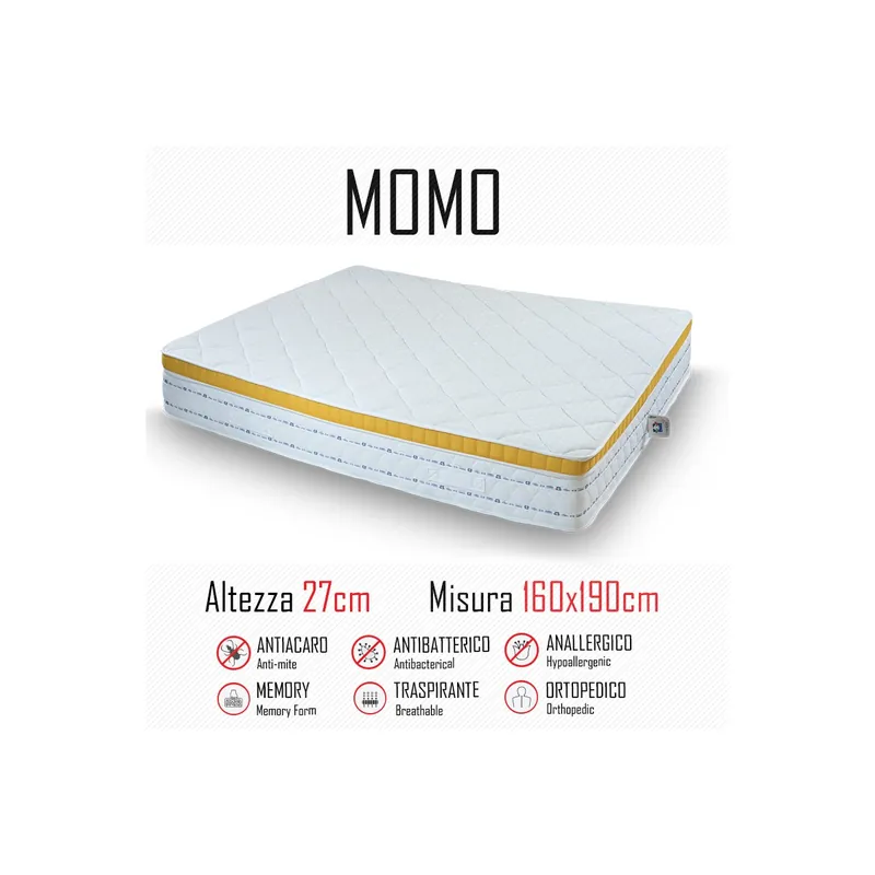 Promo Stagionale Materasso Momo 160x190 gomma e memory alto 27cm