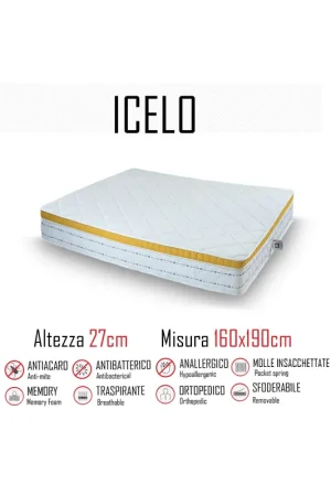 Affare Materasso Icelo 160x190 a molle indipendenti e memory alto 27cm