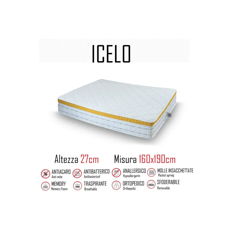 Affare Materasso Icelo 160x190 a molle indipendenti e memory alto 27cm