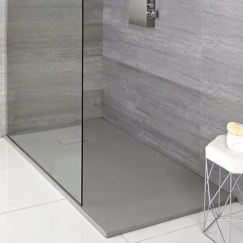Miglior Prezzo Piatto Doccia Effetto Pietra Grigio Chiaro Rockwell con Kit di Elevazione (Opzionale) - Diverse Misure Disponibili