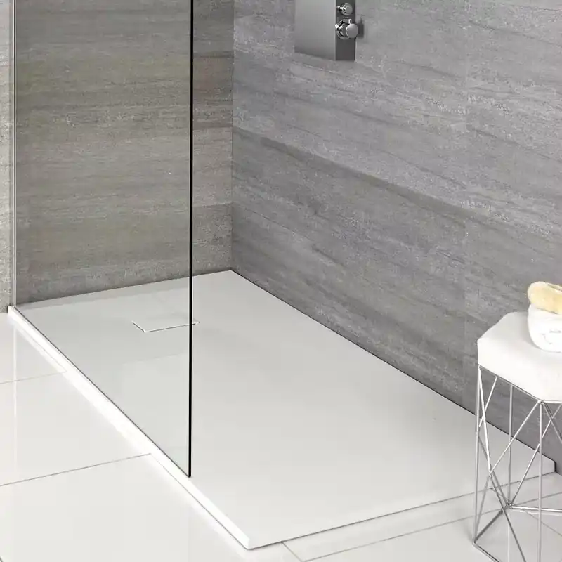 Piatto Doccia Effetto Ardesia Bianco con Kit di Elevazione (Opzionale) - Portland Ultima Occasione