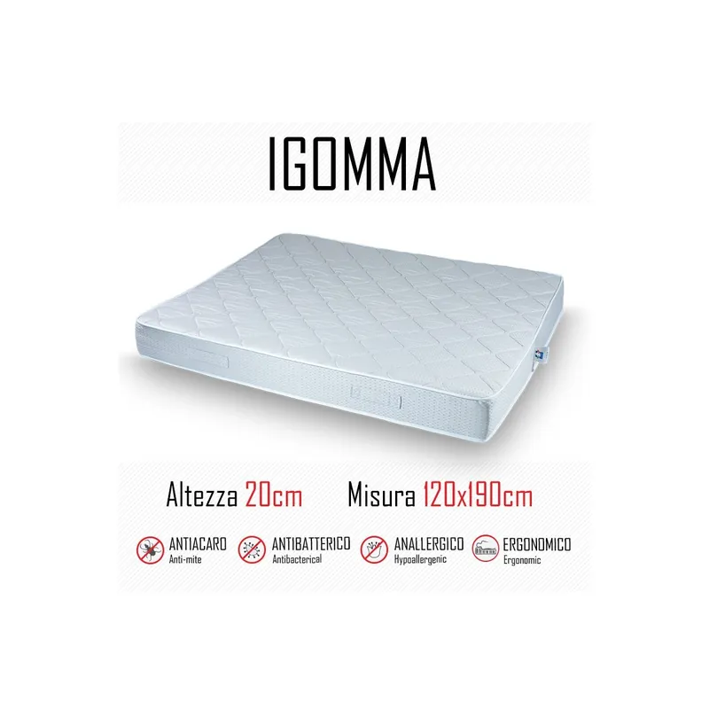 Materasso ignifugo gomma 120x190 in poliuretano alto 20cm Occasione