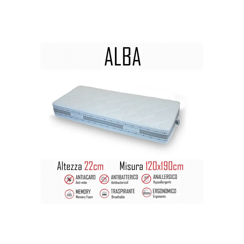 Scelto Dai Clienti Materasso Alba 120x190 in gomma e memory alto 22cm