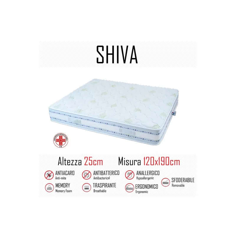 Materasso Shiva9 Zone 120x190 in gomma e memory alto 25cm Acquista Ora