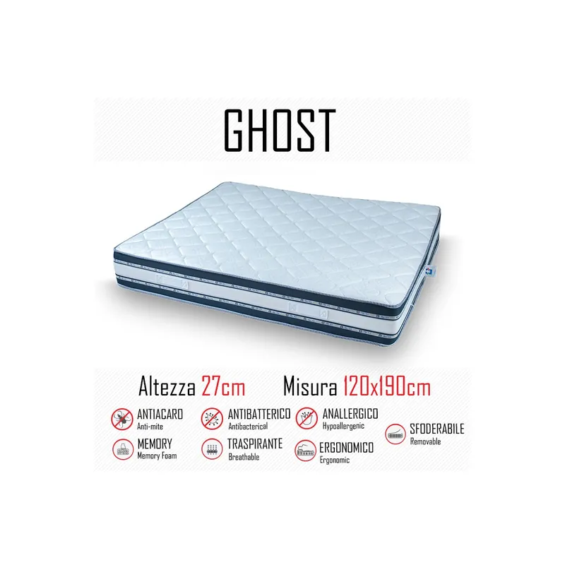 Quantità Limitata Materasso Ghost Sfod 120x190 in gomma e memory alto 27cm