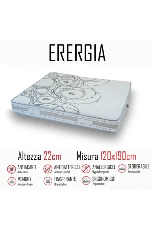 Sconto Materasso Energia 120x190 in gomma e memory alto 22cm