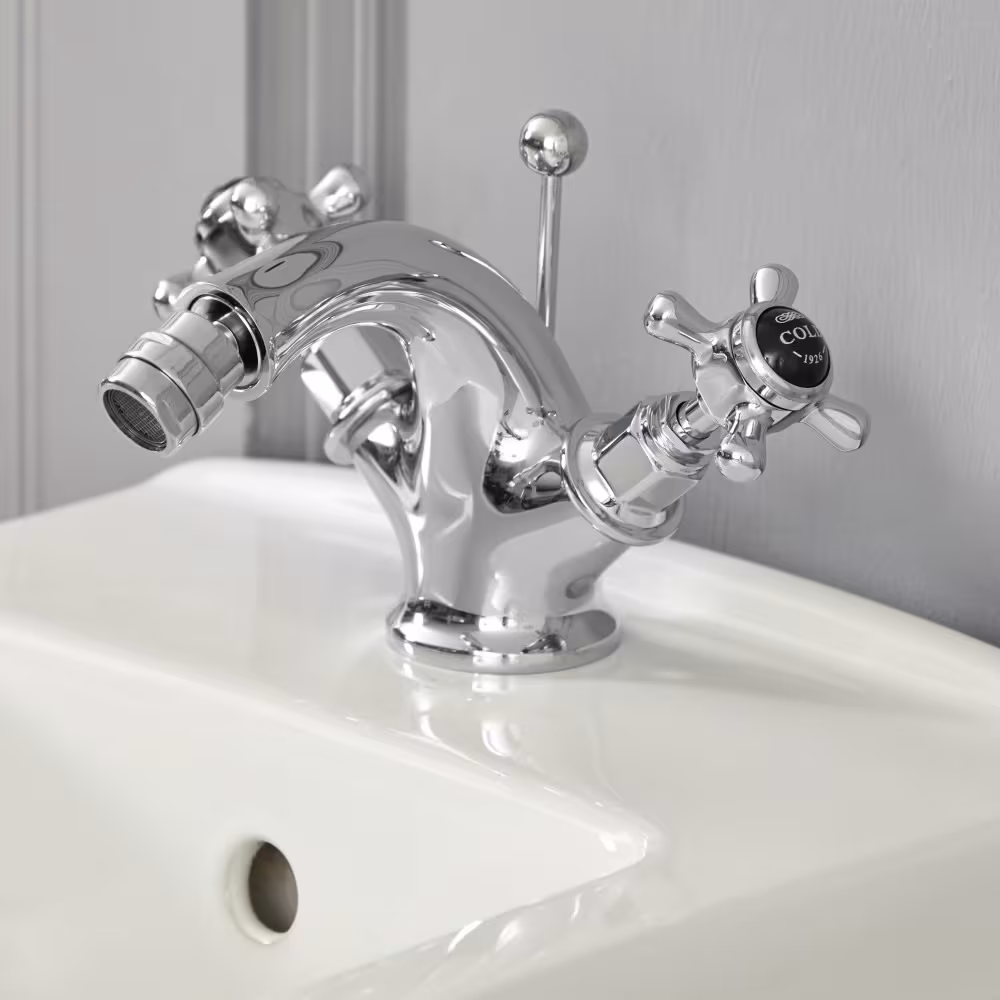 Bestseller Rubinetto Miscelatore Bidet Monofo Design Tradizionale Finitura Cromata e Nera con Maniglie a Croce - Elizabeth