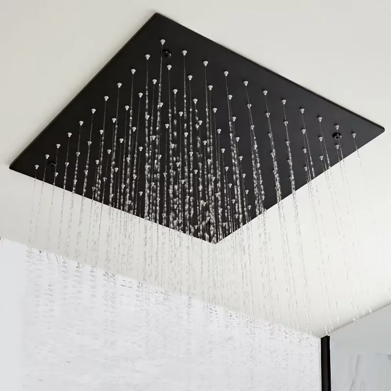 Soffione Doccia Quadrato 400mm da Soffitto a Incasso in Acciaio Inox Nero Opaco - Nox Offerta Lampo