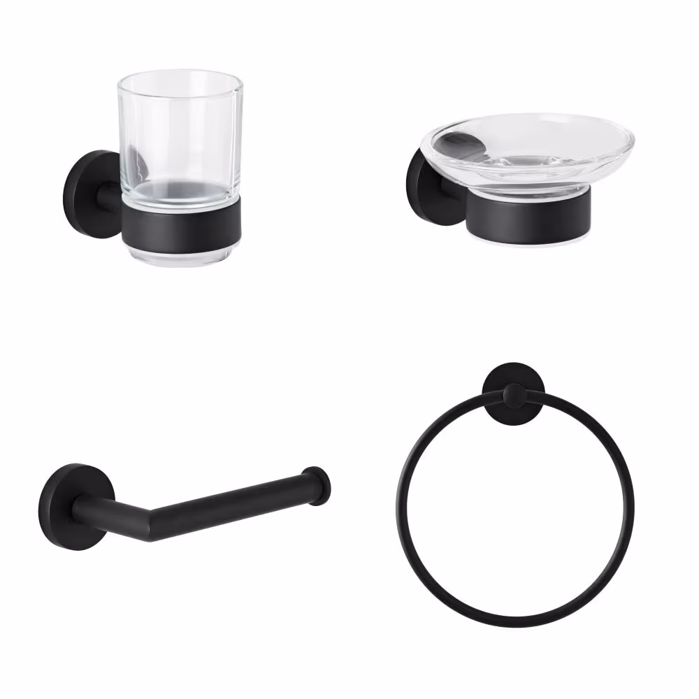Set Accessori Bagno Completo di 4 Pezzi Finitura Nera Opaca - Nox Occasione