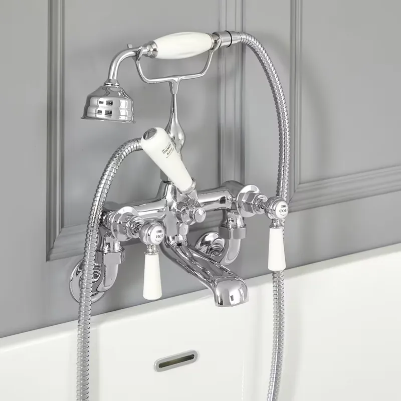 Miglior Prezzo Rubinetto Miscelatore Vasca Murale Design Tradizionale Finitura Cromata e Bianca con Maniglia a Leva - Elizabeth