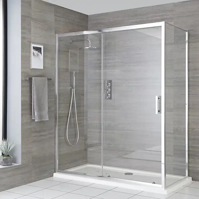 Box Doccia Angolare con Porta Scorrevole, Parete Laterale & Piatto Doccia - Portland Sconto