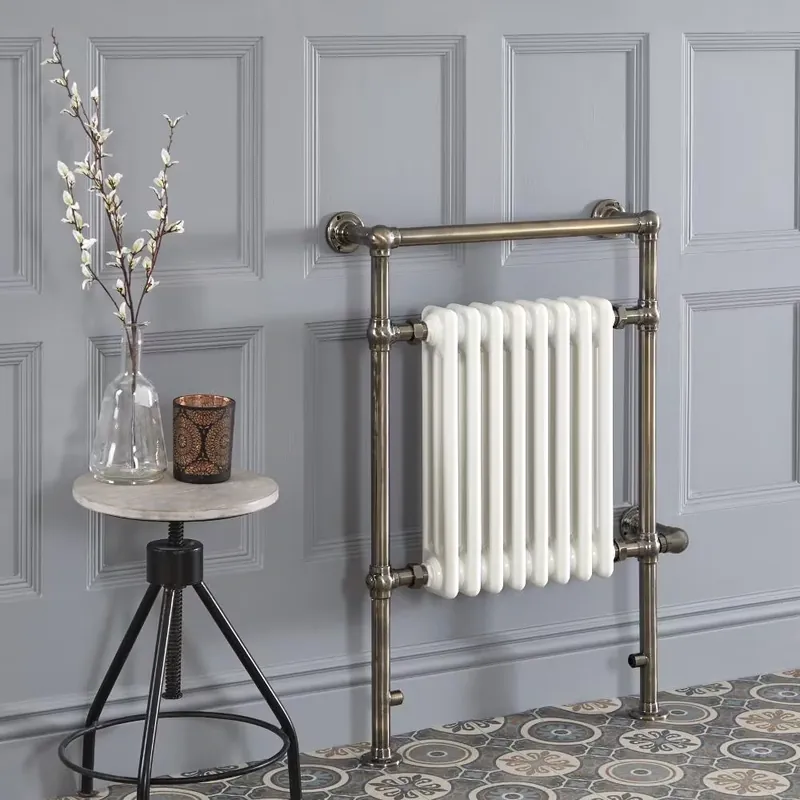 Scaldasalviette Elettrico Tradizionale - Termoarredo Bagno 600W - Ottone Scuro Spazzolato - 930 x 620mm - Elizabeth Acquista Ora