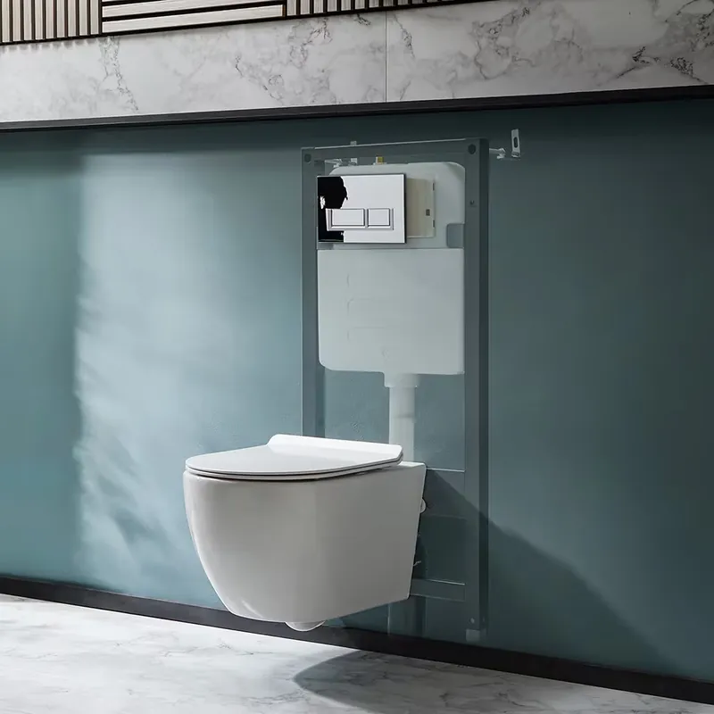 Sanitario WC Sospeso Senza Brida con Telaio Alto - Scelta della Placca di Comando - Otterton Pagamento Sicuro