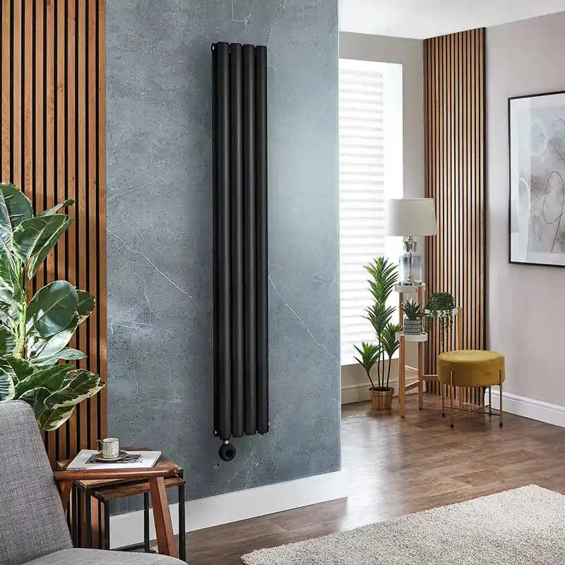 Offerta Radiatore Elettrico di Design Verticale - Nero - Scelta di Dimensioni e Termostato Wi-Fi - Opzione con Presa Elettrica o Cablata - Revive Slim - ECOSO by Hudson Reed