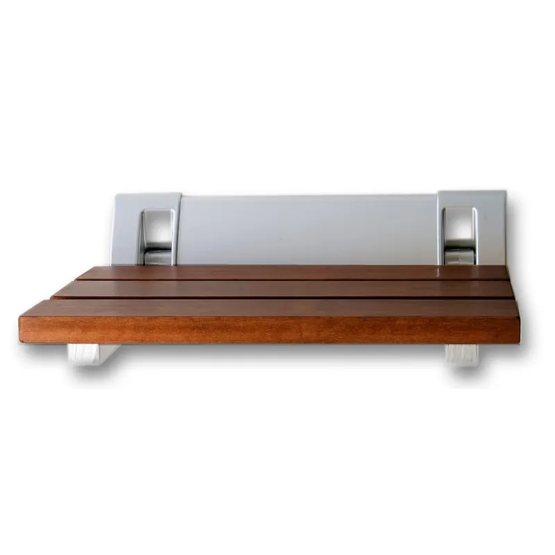 Soddisfatti O Rimborsati Sedile a parete per doccia in legno Teak e alluminio color argento