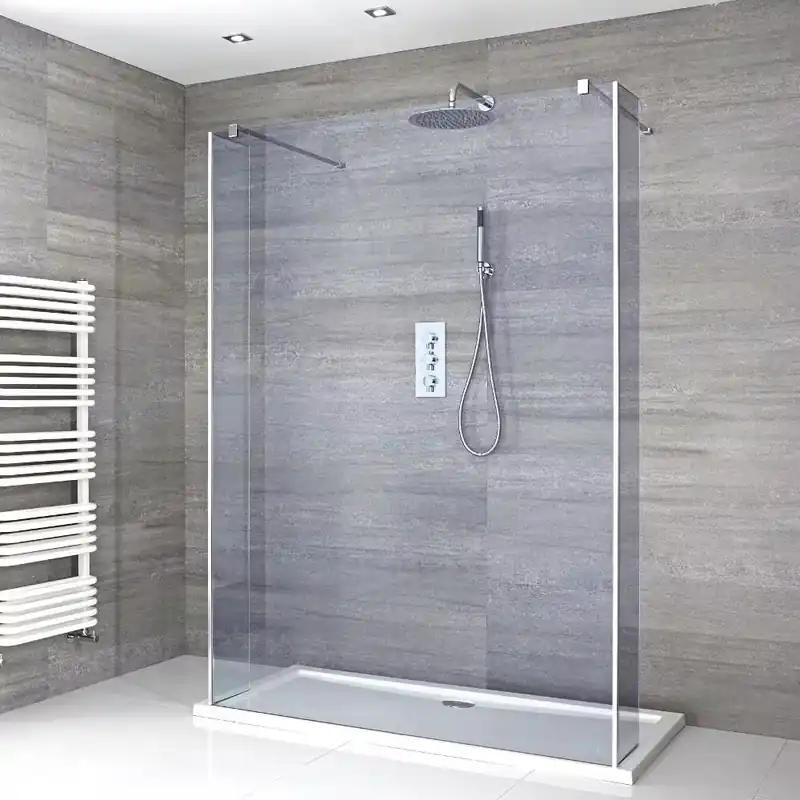 Prezzo Scontato Box Doccia Walk-In Centro Stanza con Piatto Doccia e Anta Paraspruzzi (Opzionale) - Disponibile in Diverse Misure - Portland-Luna