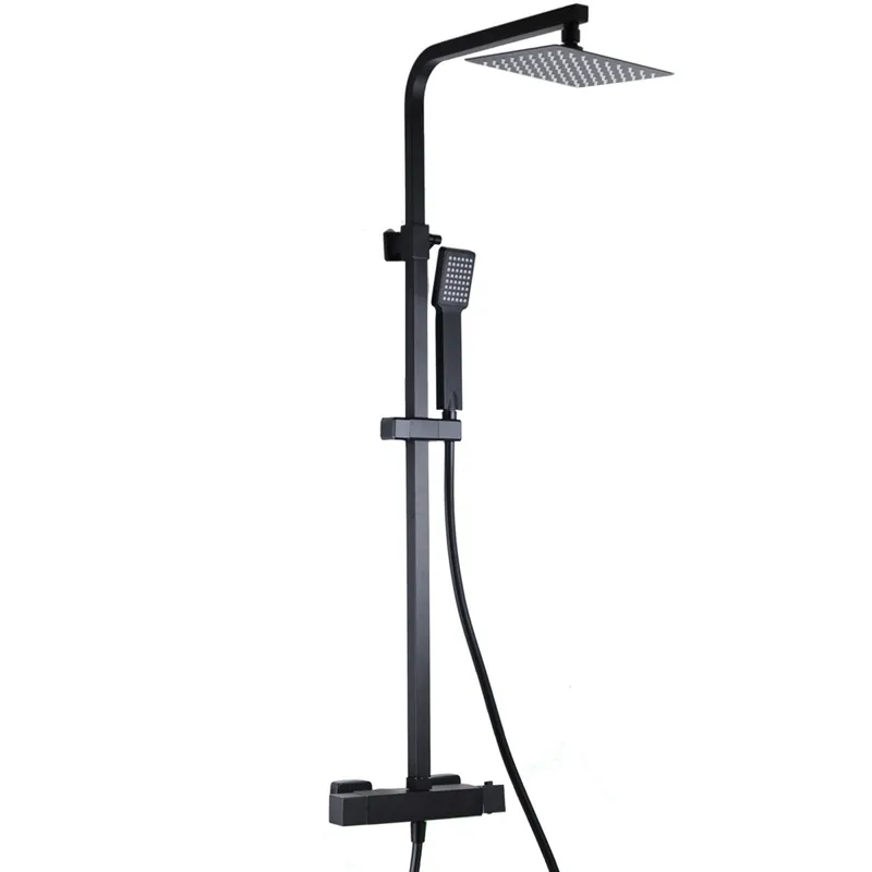 Colonna doccia nera opaca con Miscelatore Termostatico a due vie 20x20 Este Black Scelto Dai Clienti