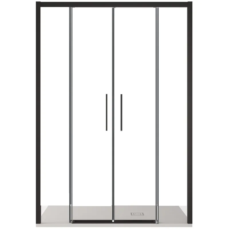 Porta doccia scorrevole con profili neri ingresso centrale 6mm h195 anticalcare LAGOA Offerta