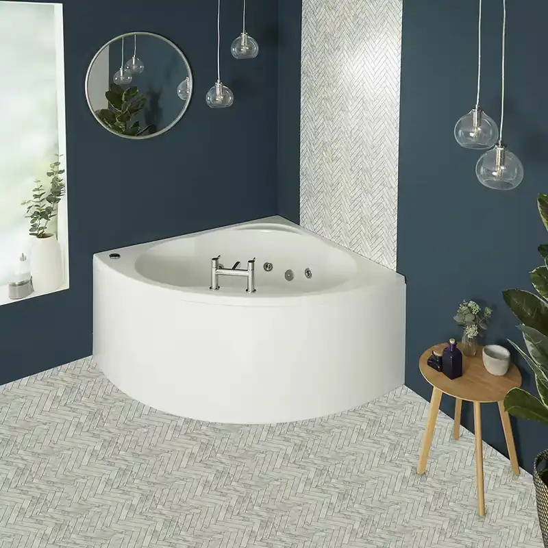 Vasca da Bagno Idromassaggio Angolare Reversibile con Pannello - 1200mm x 1200mm - 6 Getti Idromassaggio - Belstone Ultimissimo Modello
