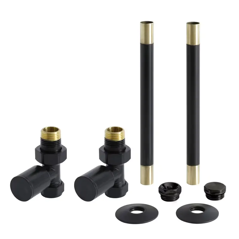 Set di Tubi e Valvole Dritte per Radiatore - Stile Moderno - Nero Ultima Occasione