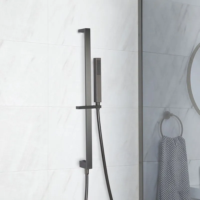 Reso Gratuito Kit Asta Saliscendi Moderno con Doccetta e Gomito Integrato - Grigio Canna da Fucile - Orno