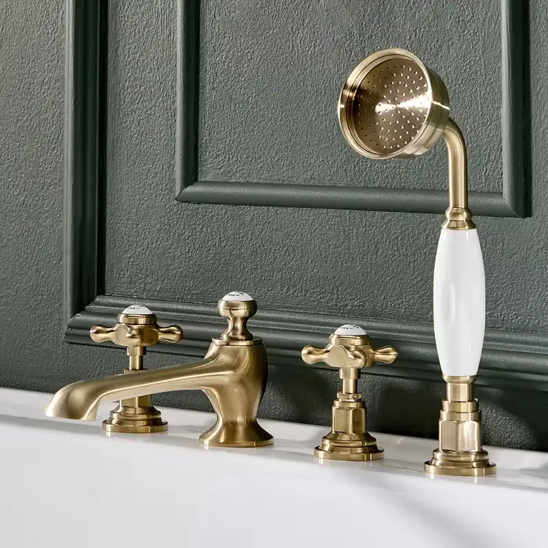 Ultimissimo Modello Miscelatore Tradizionale per Vasca da Bagno a 4 Fori - Oro Satinato - Elizabeth