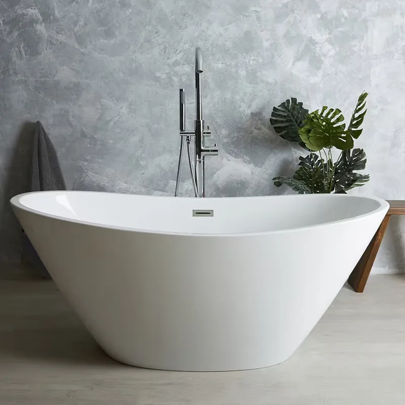 Must-Have Vasca da Bagno Freestanding Moderna Ovale a Doppia Estremità - Scelta di Dimensioni e Finitura del Troppopieno - Ashbury